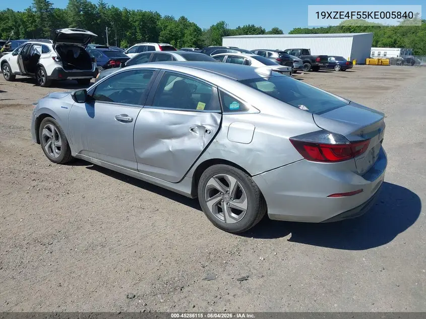 2019 Honda Insight Ex VIN: 19XZE4F55KE005840 Lot: 45286115