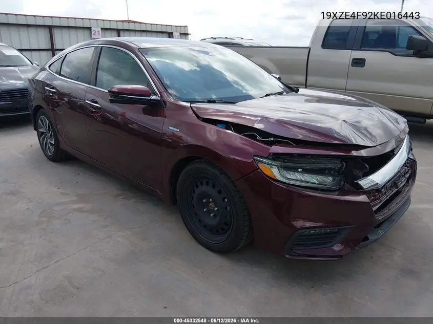 2019 Honda Insight Touring VIN: 19XZE4F92KE016443 Lot: 45332548