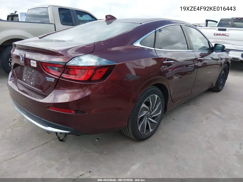 2019 Honda Insight Touring VIN: 19XZE4F92KE016443 Lot: 45332548