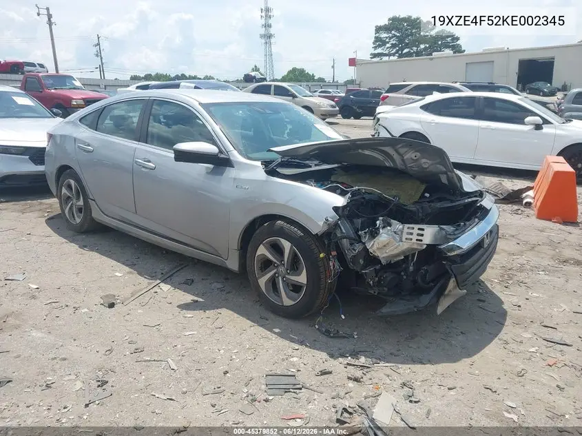 2019 Honda Insight Ex VIN: 19XZE4F52KE002345 Lot: 45379852