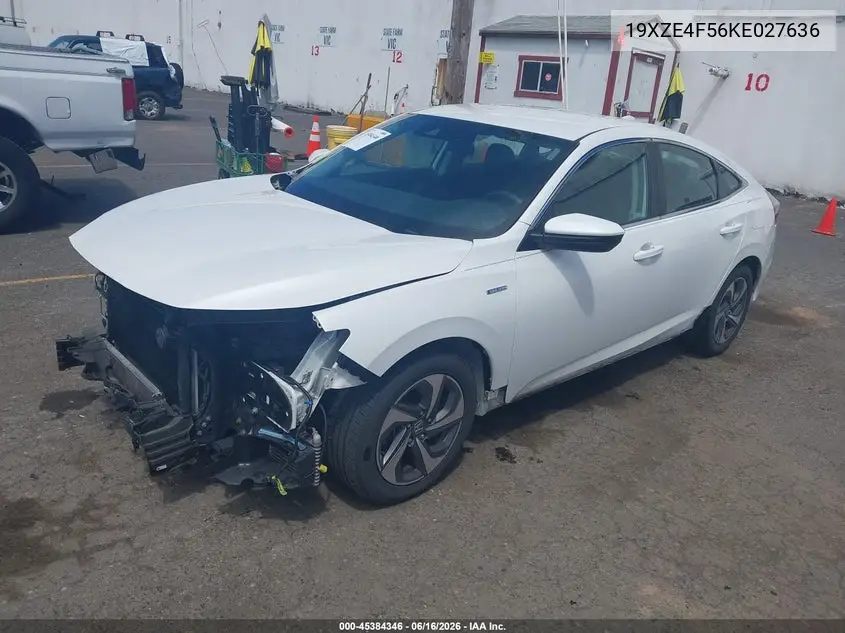 2019 Honda Insight Ex VIN: 19XZE4F56KE027636 Lot: 45384346