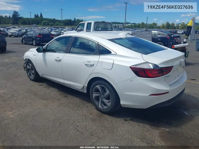 2019 Honda Insight Ex VIN: 19XZE4F56KE027636 Lot: 45384346