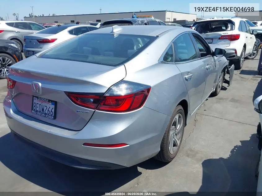 2019 Honda Insight Lx VIN: 19XZE4F15KE004698 Lot: 45435924