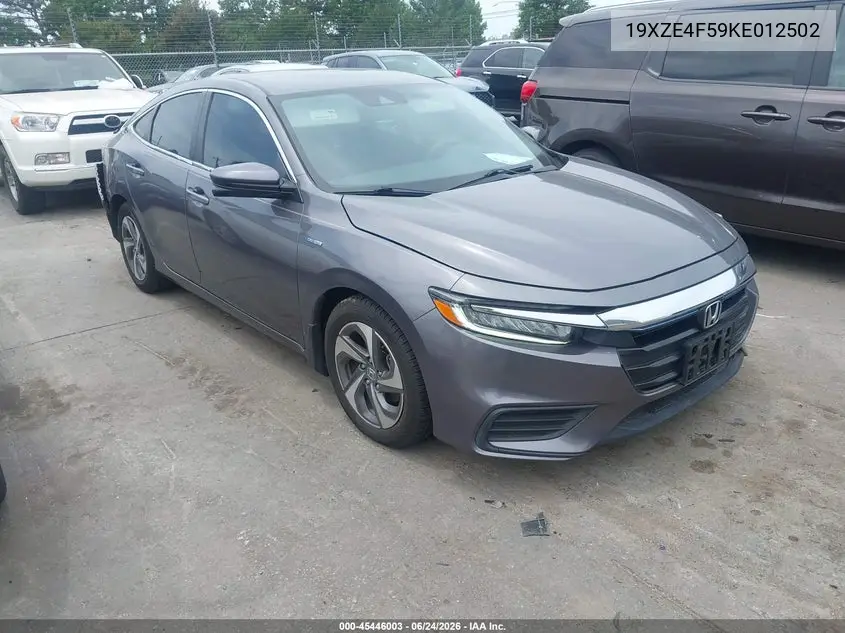 2019 Honda Insight Ex VIN: 19XZE4F59KE012502 Lot: 45446003