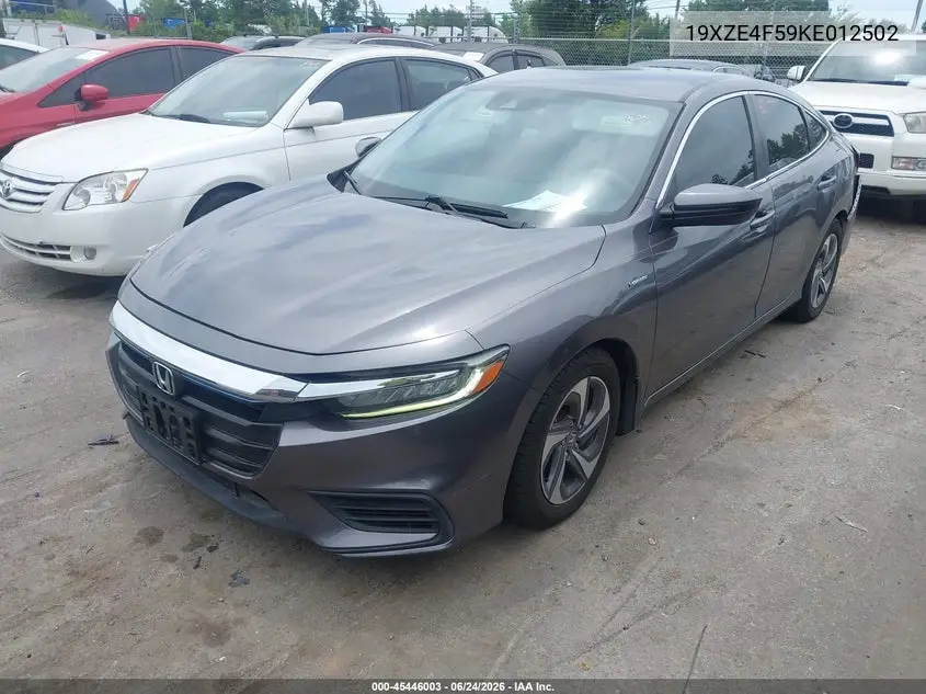 2019 Honda Insight Ex VIN: 19XZE4F59KE012502 Lot: 45446003