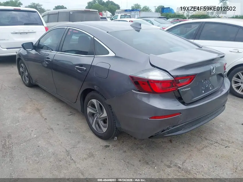 2019 Honda Insight Ex VIN: 19XZE4F59KE012502 Lot: 45446003