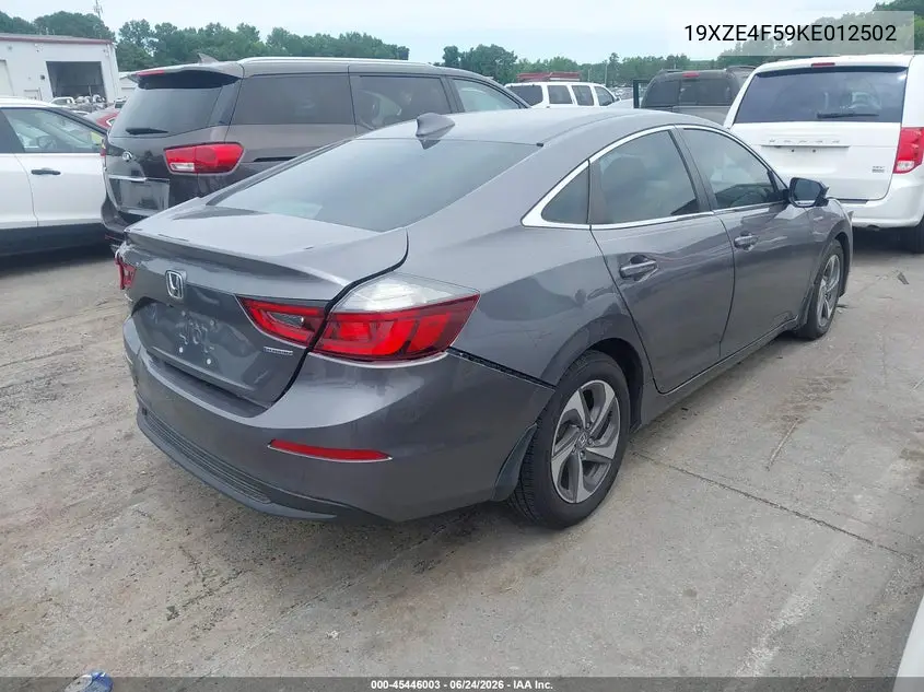 2019 Honda Insight Ex VIN: 19XZE4F59KE012502 Lot: 45446003