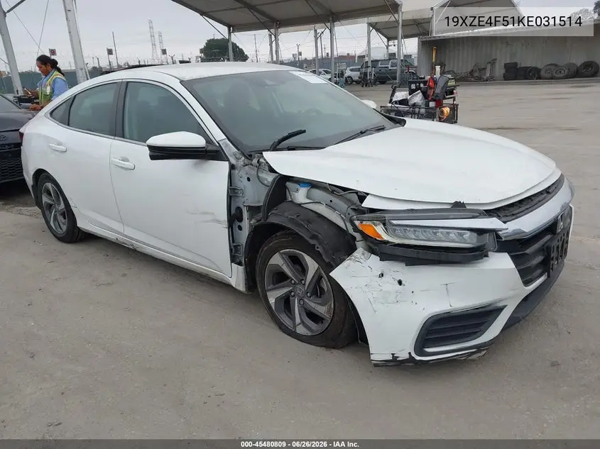 2019 Honda Insight Ex VIN: 19XZE4F51KE031514 Lot: 45480809