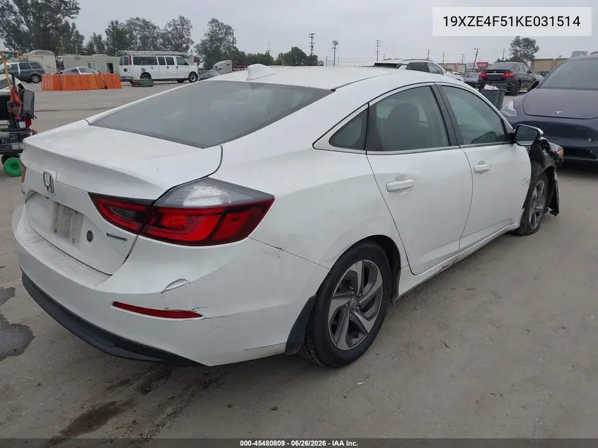 2019 Honda Insight Ex VIN: 19XZE4F51KE031514 Lot: 45480809