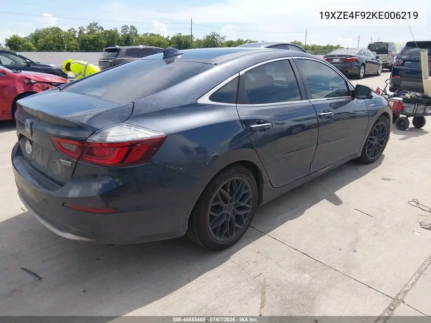 2019 Honda Insight Touring VIN: 19XZE4F92KE006219 Lot: 45555468