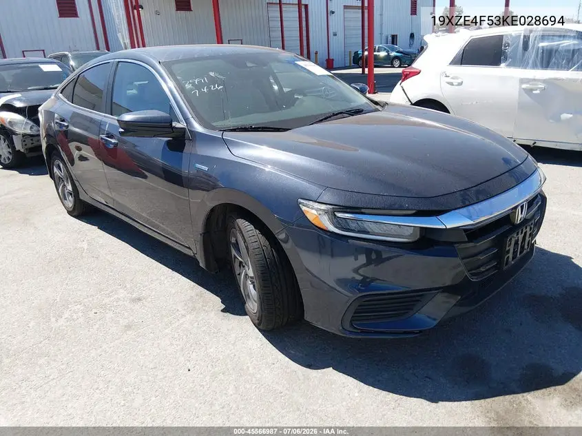 2019 Honda Insight Ex VIN: 19XZE4F53KE028694 Lot: 45566987