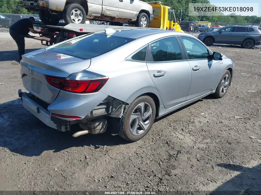 2019 Honda Insight Ex VIN: 19XZE4F53KE018098 Lot: 45571308