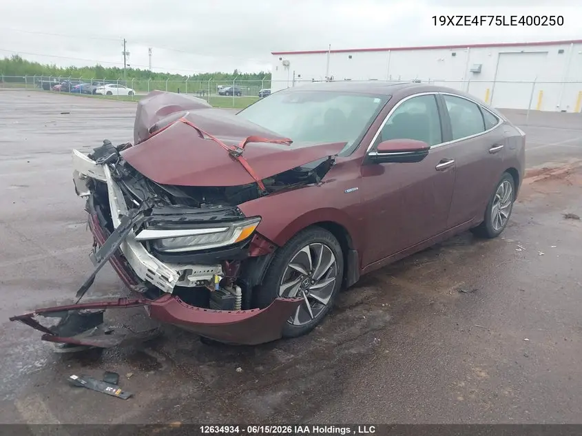 2020 Honda Insight Touring VIN: 19XZE4F75LE400250 Lot: 12634934