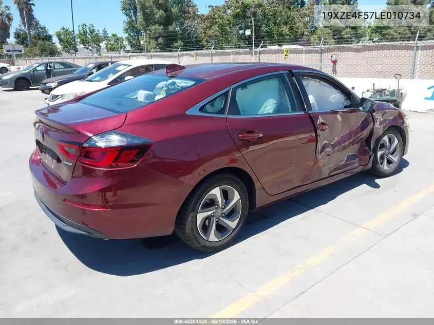 2020 Honda Insight Ex VIN: 19XZE4F57LE010734 Lot: 45351435