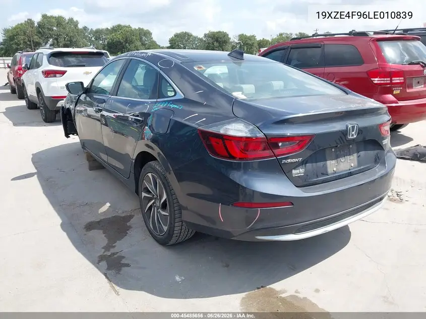 2020 Honda Insight Touring VIN: 19XZE4F96LE010839 Lot: 45485656