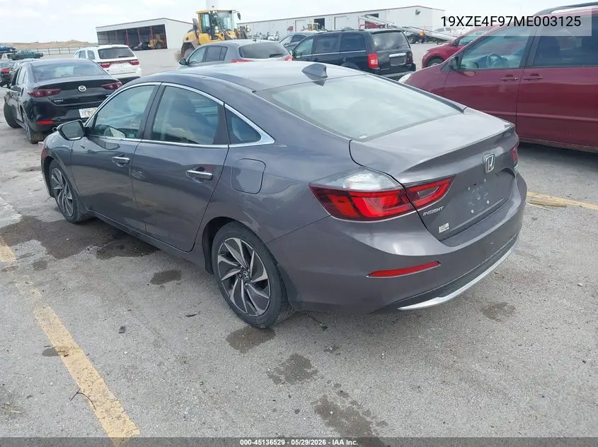 2021 Honda Insight Touring VIN: 19XZE4F97ME003125 Lot: 45136529