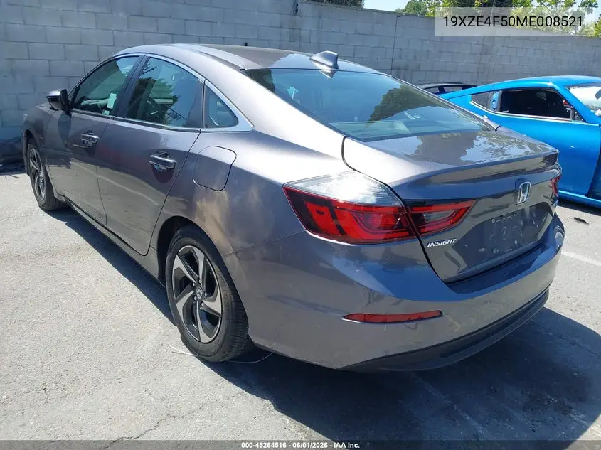 2021 Honda Insight Ex VIN: 19XZE4F50ME008521 Lot: 45264516