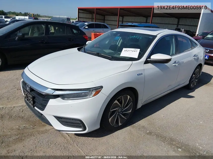 2021 Honda Insight Touring VIN: 19XZE4F93ME005910 Lot: 45277197