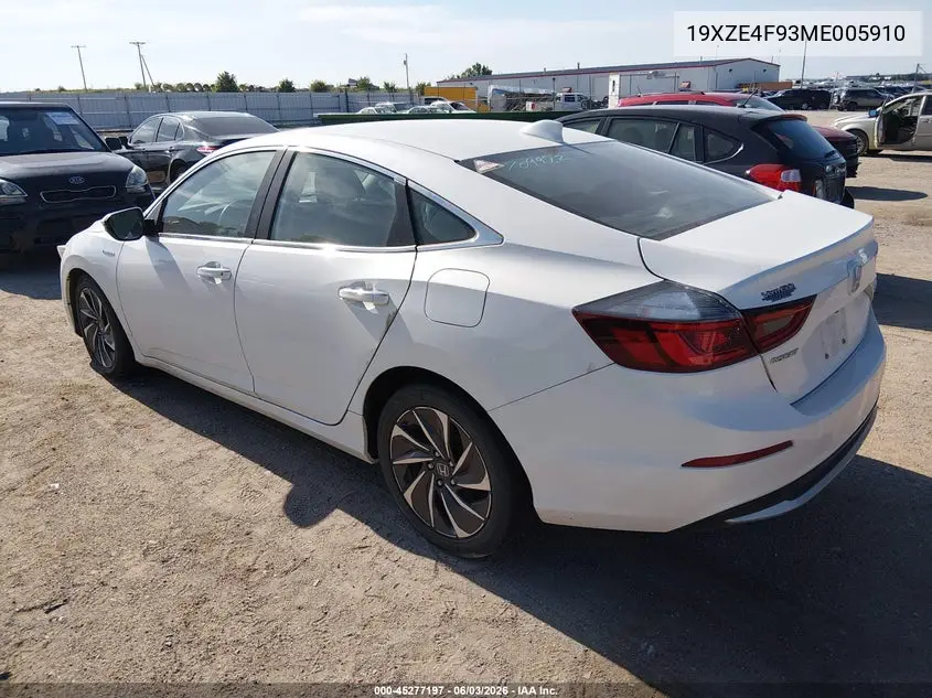 2021 Honda Insight Touring VIN: 19XZE4F93ME005910 Lot: 45277197