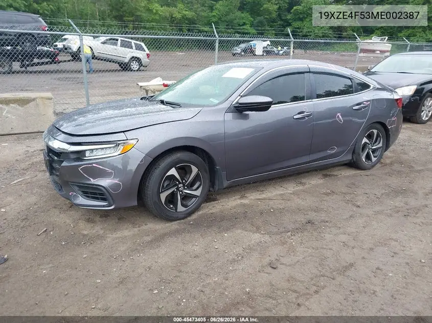 2021 Honda Insight Ex VIN: 19XZE4F53ME002387 Lot: 45473405