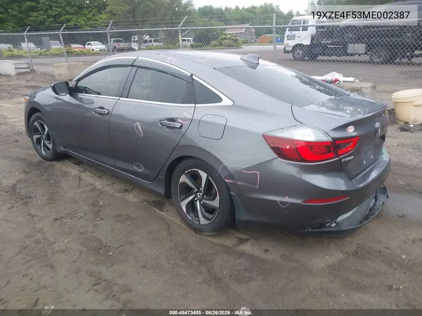 2021 Honda Insight Ex VIN: 19XZE4F53ME002387 Lot: 45473405