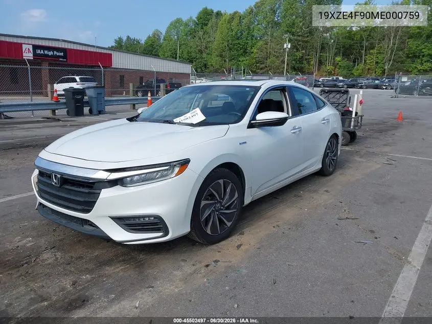 2021 Honda Insight Touring VIN: 19XZE4F90ME000759 Lot: 45502497