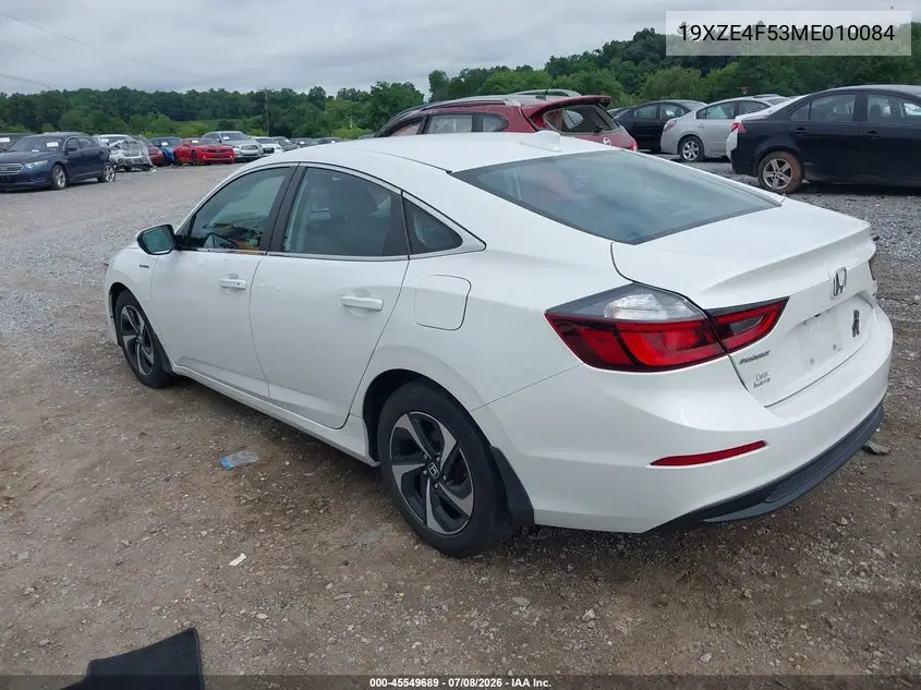 2021 Honda Insight Ex VIN: 19XZE4F53ME010084 Lot: 45549689