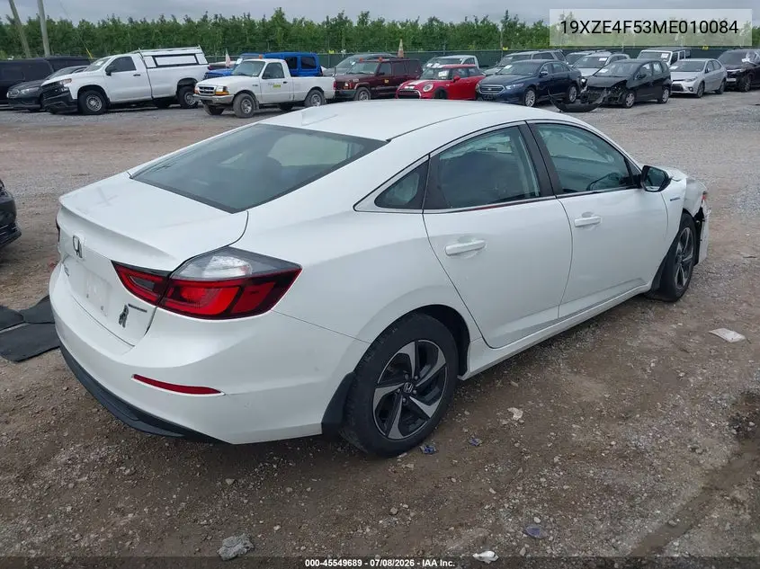 2021 Honda Insight Ex VIN: 19XZE4F53ME010084 Lot: 45549689