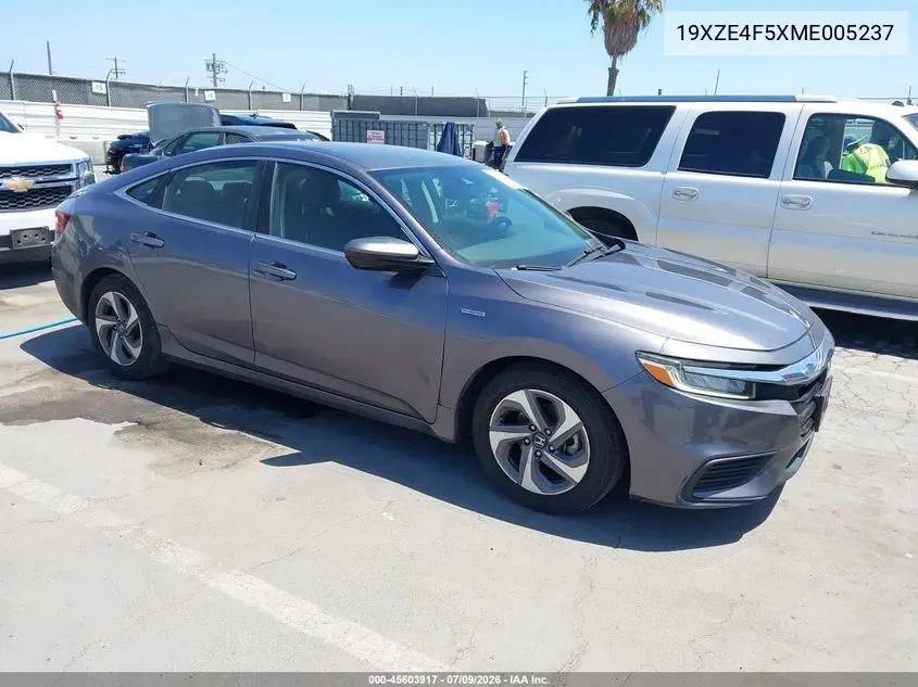 2021 Honda Insight Ex VIN: 19XZE4F5XME005237 Lot: 45603917