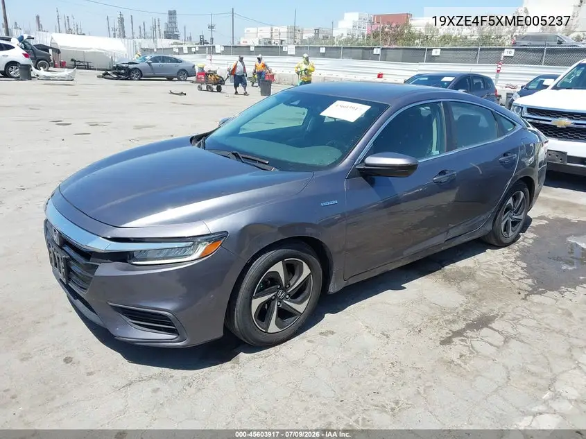 2021 Honda Insight Ex VIN: 19XZE4F5XME005237 Lot: 45603917