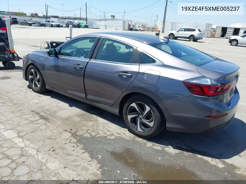 2021 Honda Insight Ex VIN: 19XZE4F5XME005237 Lot: 45603917