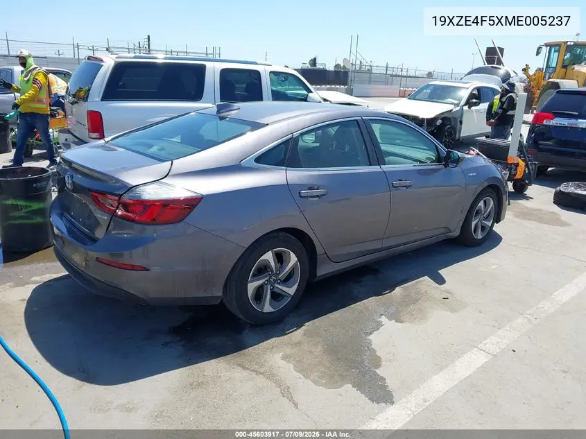 2021 Honda Insight Ex VIN: 19XZE4F5XME005237 Lot: 45603917