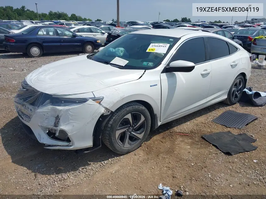 2021 Honda Insight Ex VIN: 19XZE4F5XME004119 Lot: 45668945