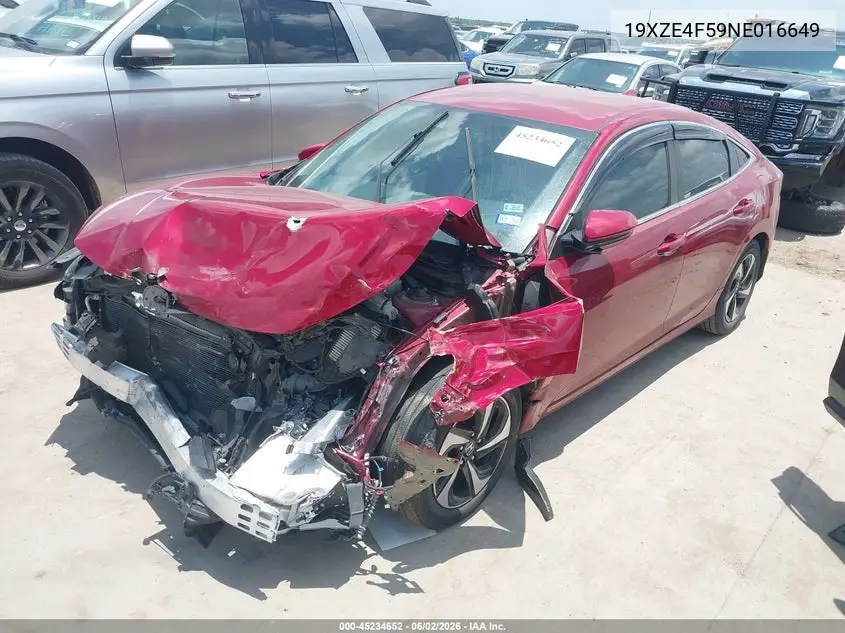 2022 Honda Insight Ex VIN: 19XZE4F59NE016649 Lot: 45234652