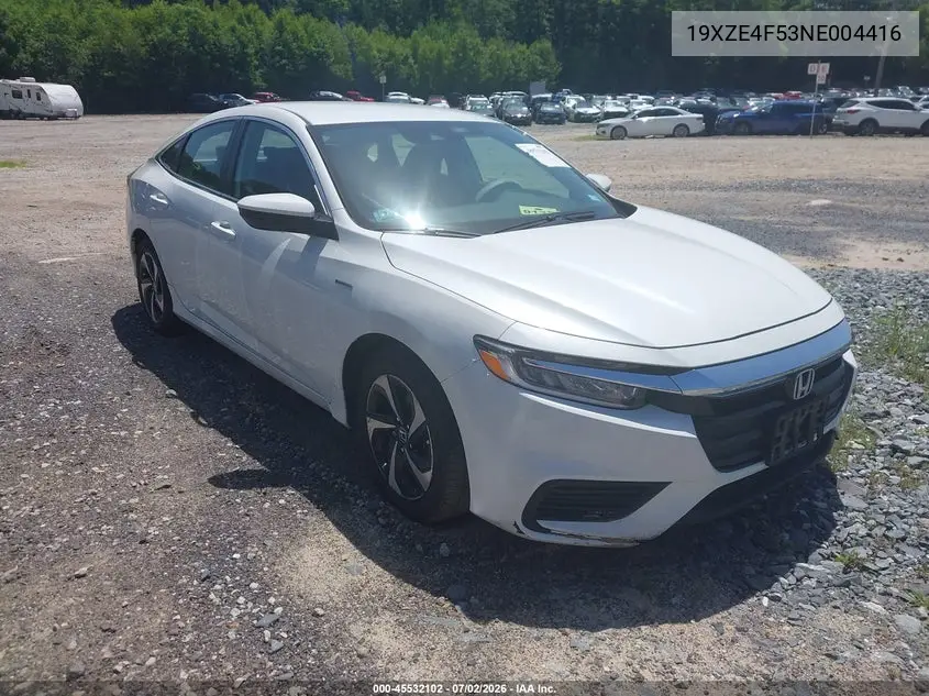 2022 Honda Insight Ex VIN: 19XZE4F53NE004416 Lot: 45532102