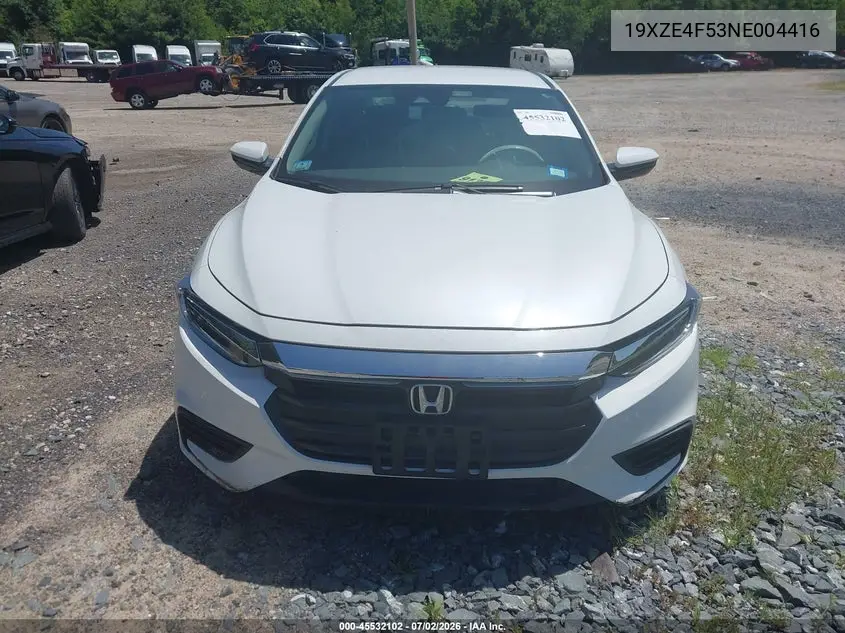 2022 Honda Insight Ex VIN: 19XZE4F53NE004416 Lot: 45532102