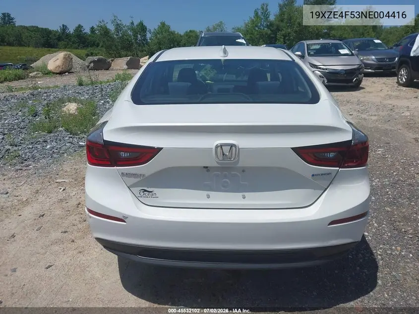 2022 Honda Insight Ex VIN: 19XZE4F53NE004416 Lot: 45532102