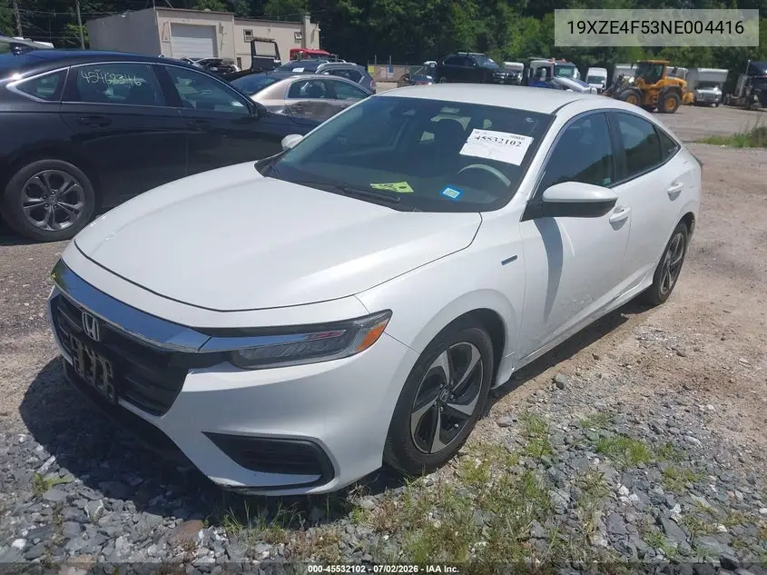 2022 Honda Insight Ex VIN: 19XZE4F53NE004416 Lot: 45532102