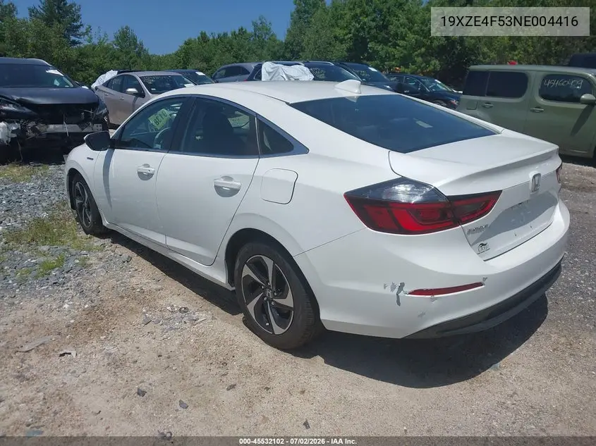 2022 Honda Insight Ex VIN: 19XZE4F53NE004416 Lot: 45532102