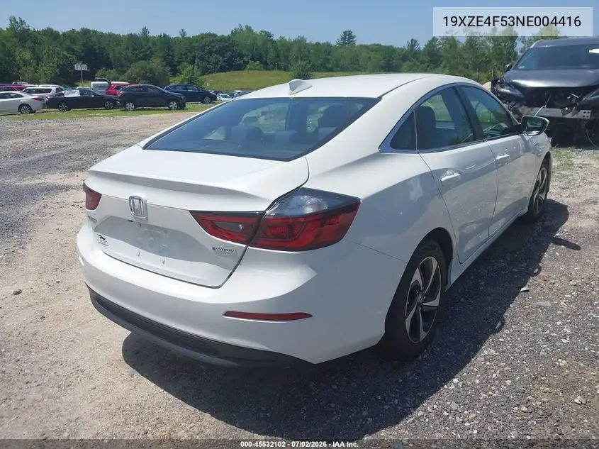 2022 Honda Insight Ex VIN: 19XZE4F53NE004416 Lot: 45532102