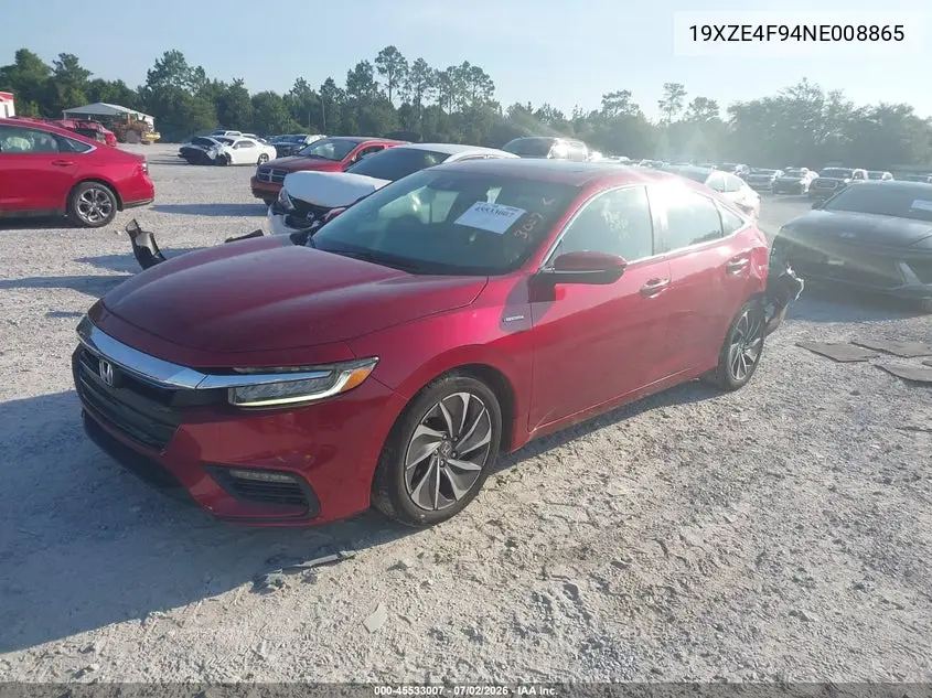 2022 Honda Insight Touring VIN: 19XZE4F94NE008865 Lot: 45533007