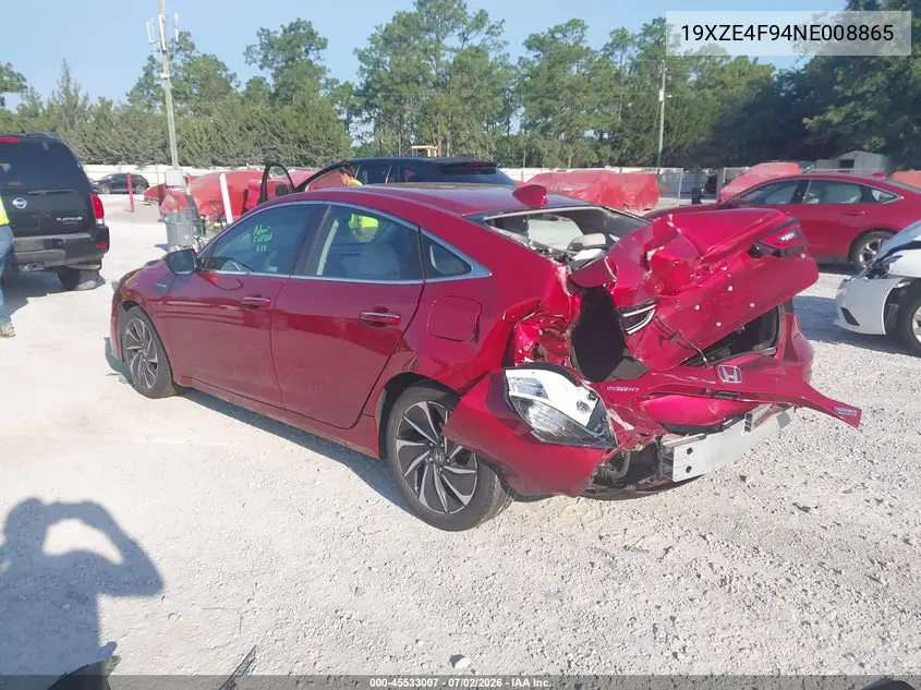 2022 Honda Insight Touring VIN: 19XZE4F94NE008865 Lot: 45533007