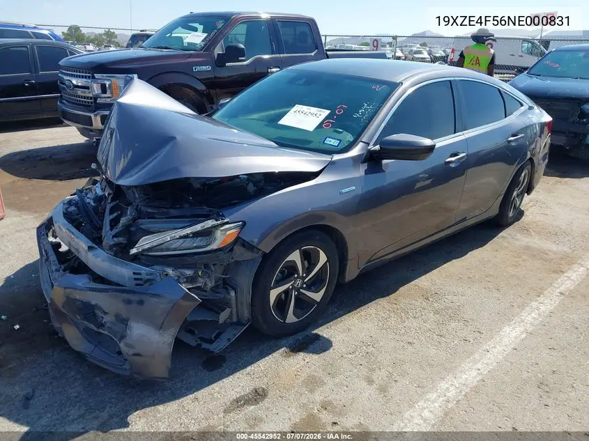 2022 Honda Insight Ex VIN: 19XZE4F56NE000831 Lot: 45542952
