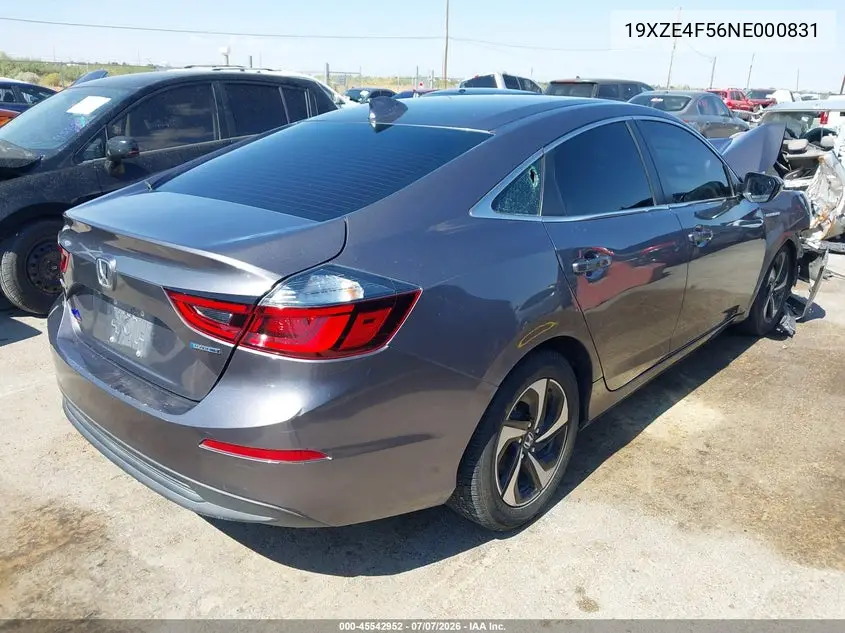 2022 Honda Insight Ex VIN: 19XZE4F56NE000831 Lot: 45542952