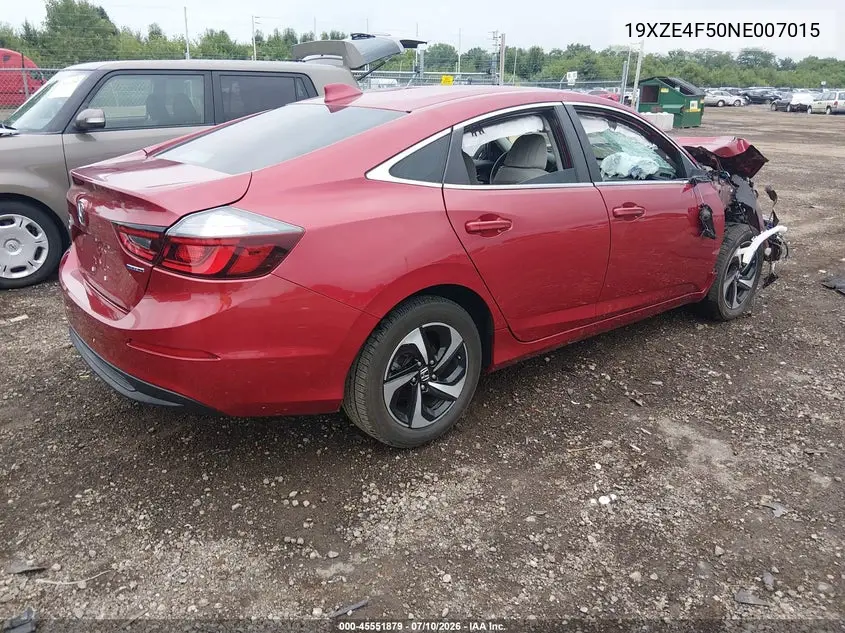 2022 Honda Insight Ex VIN: 19XZE4F50NE007015 Lot: 45551879