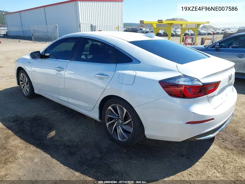 2022 Honda Insight Touring VIN: 19XZE4F96NE007586 Lot: 45604294