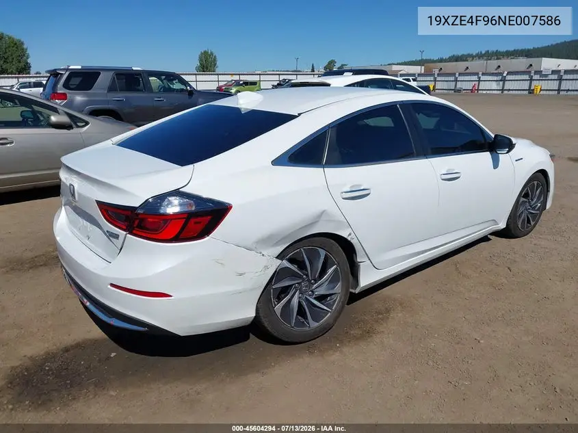 2022 Honda Insight Touring VIN: 19XZE4F96NE007586 Lot: 45604294