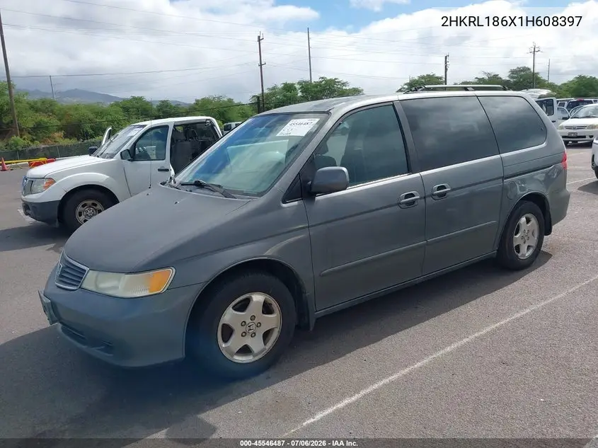 2001 Honda Odyssey Ex VIN: 2HKRL186X1H608397 Lot: 45546487
