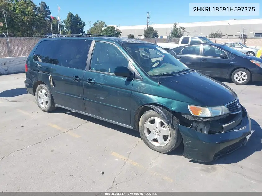 2001 Honda Odyssey Ex VIN: 2HKRL18691H597375 Lot: 45595537