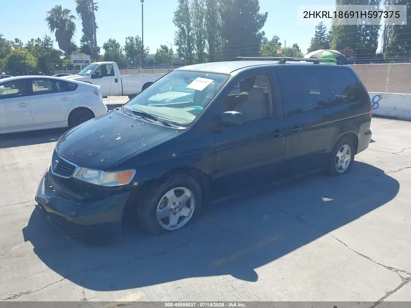 2001 Honda Odyssey Ex VIN: 2HKRL18691H597375 Lot: 45595537